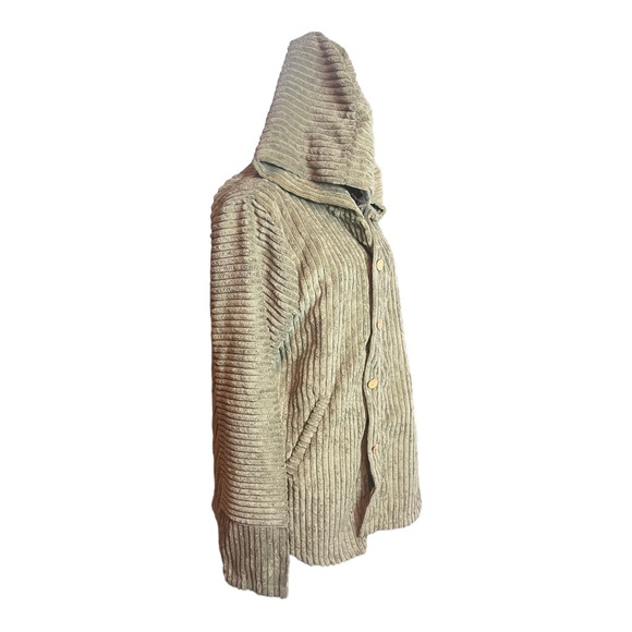 Jimmy Yoo Women’s Ribbed Button Up Hooded Jacket Green Size L NWT - Picture 2 of 10